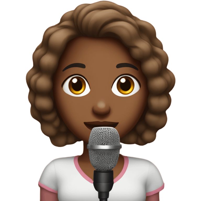 Brown skin girl with podcast mic  emoji