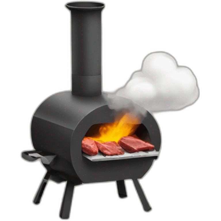 a meat smoker in the backyard billowing smoke emoji