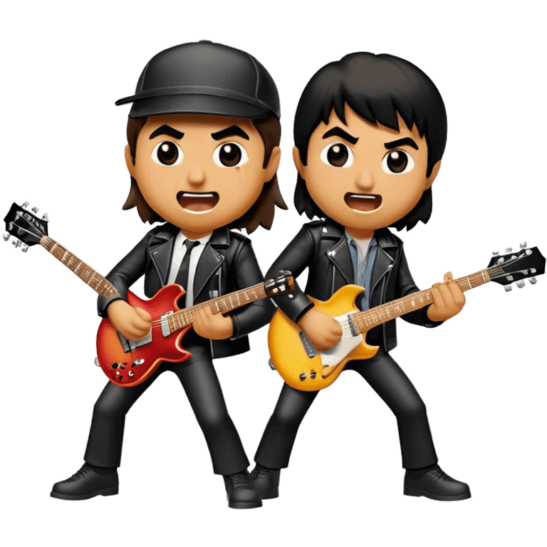 Cinematic Realistic AC/DC Pop Culture Emoji, showcasing an electrifying portrayal inspired by the legendary rock band rendered with vivid textures and energetic lighting. emoji