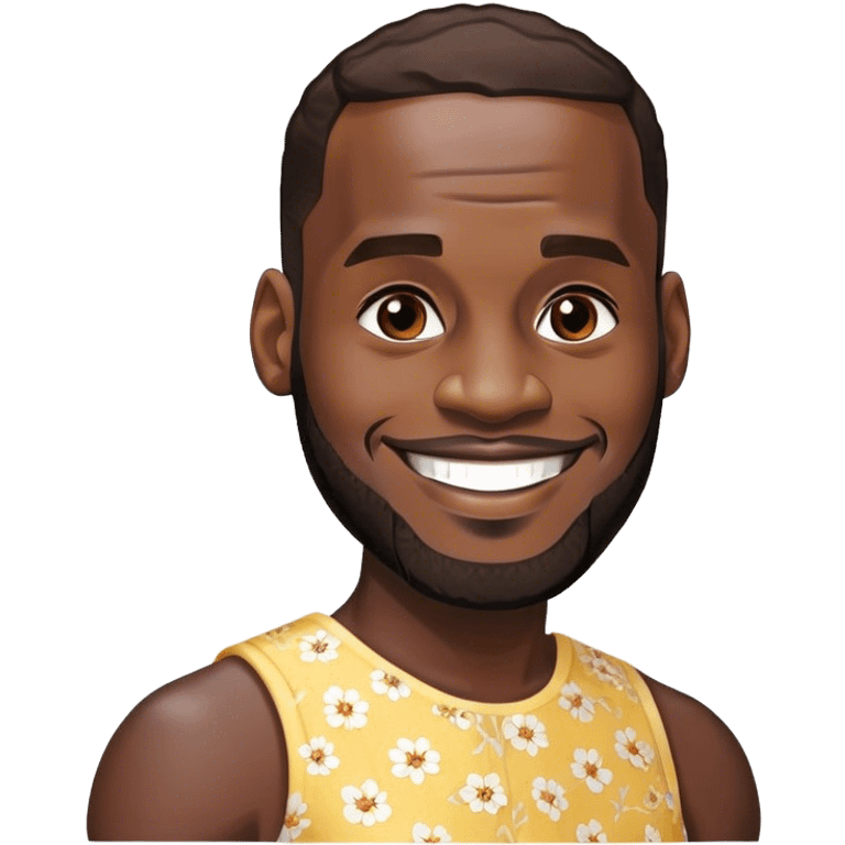 Lebron James smiling in a dress emoji