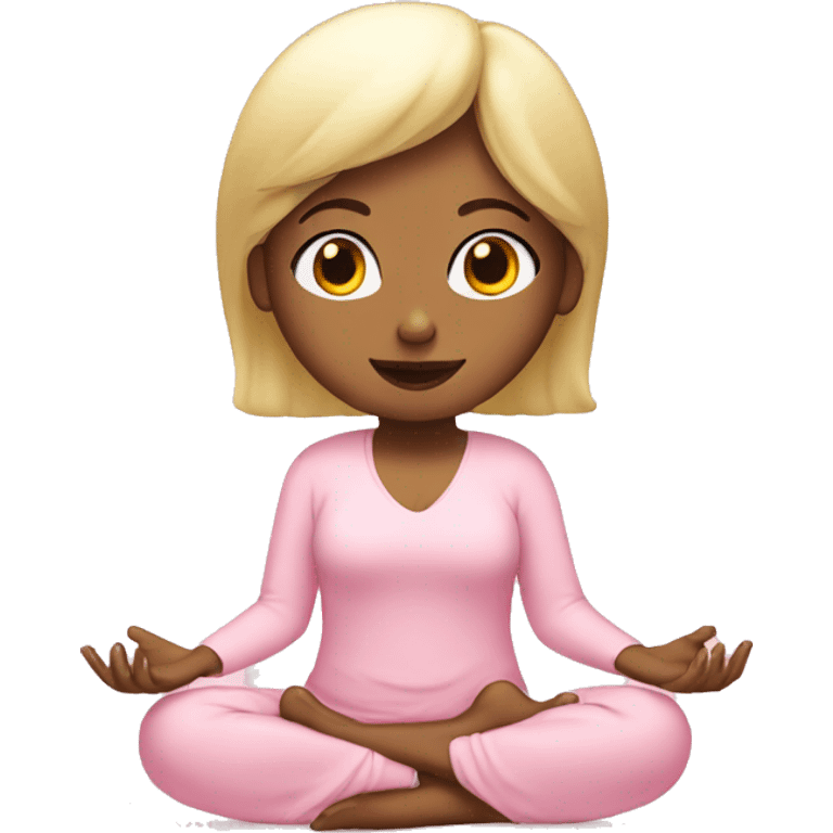 blonde girl meditating in baby pink outfit emoji