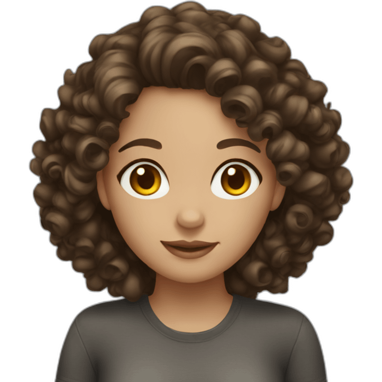 brunette girl with curly hair emoji