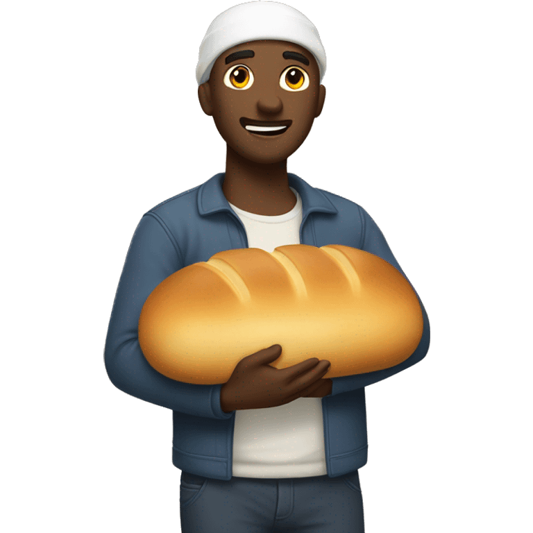 Man hugging a bread emoji