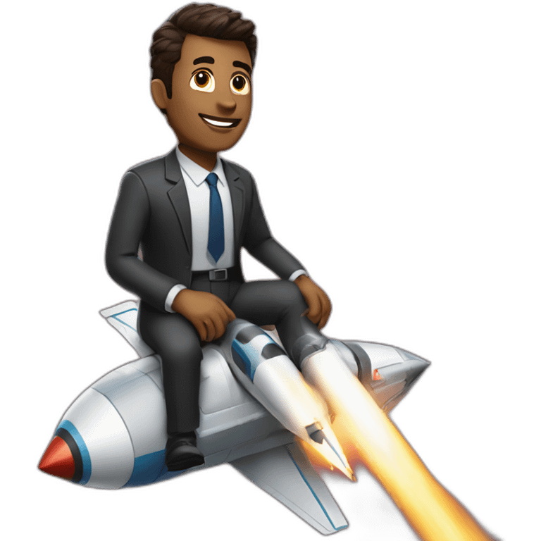 suit man ridding starlink rocket emoji