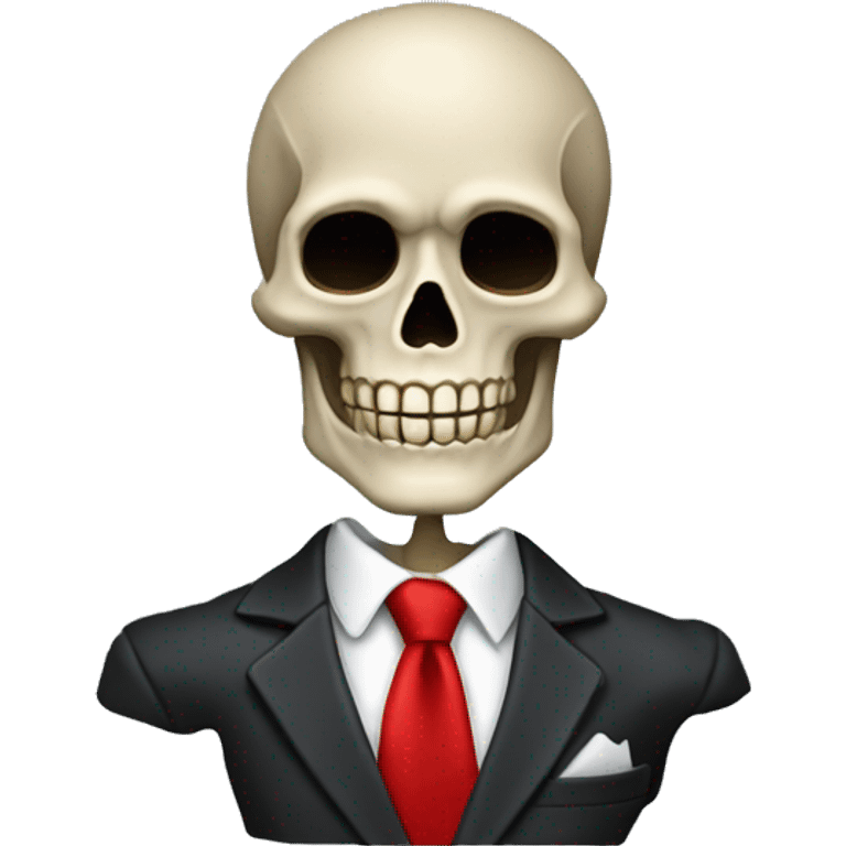 handsome skeleton wearing a suit, with a red tie nd handkercheif. emoji