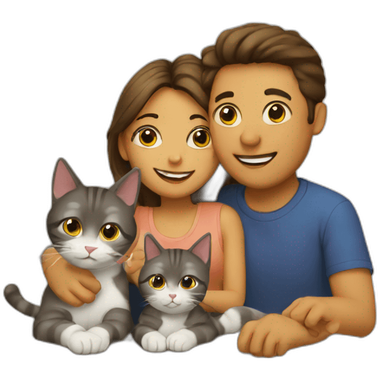 Family with 2 cats emoji