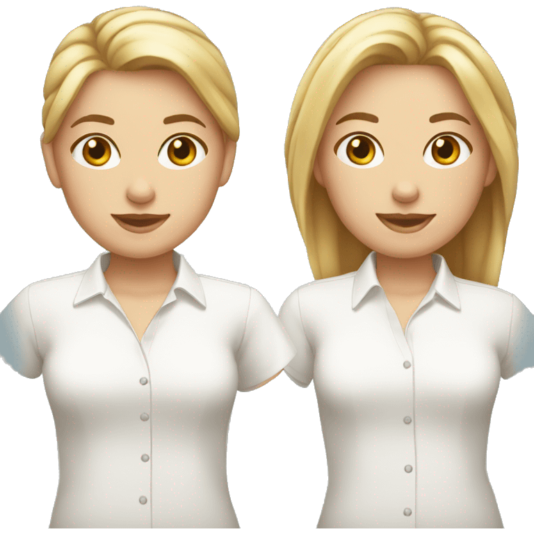 two caucasian girls wearing white shirts emoji