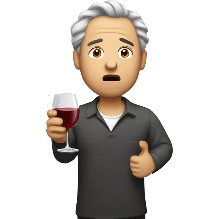 Drunk Man drinking wine eating egg roll emoji