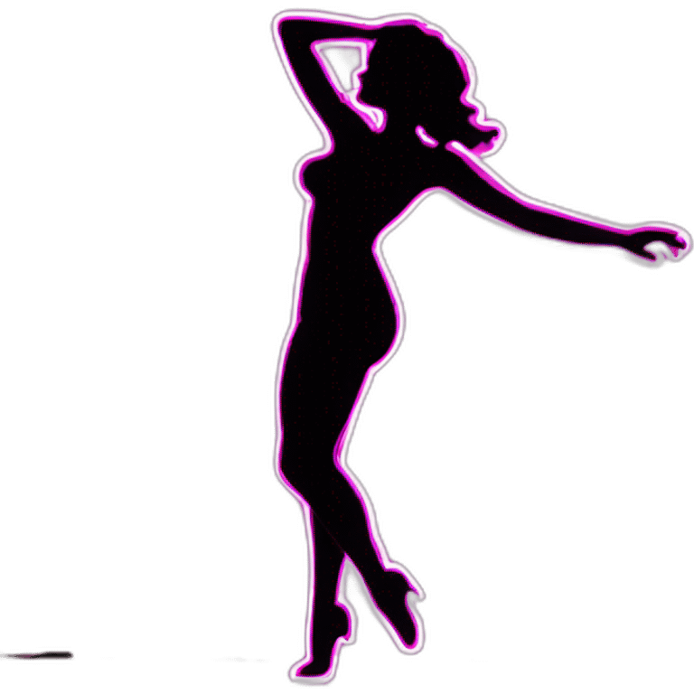 Sexy silhouette dancer neon sign wiggle emoji