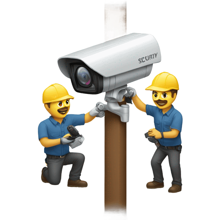 Two men installing a security camera emoji