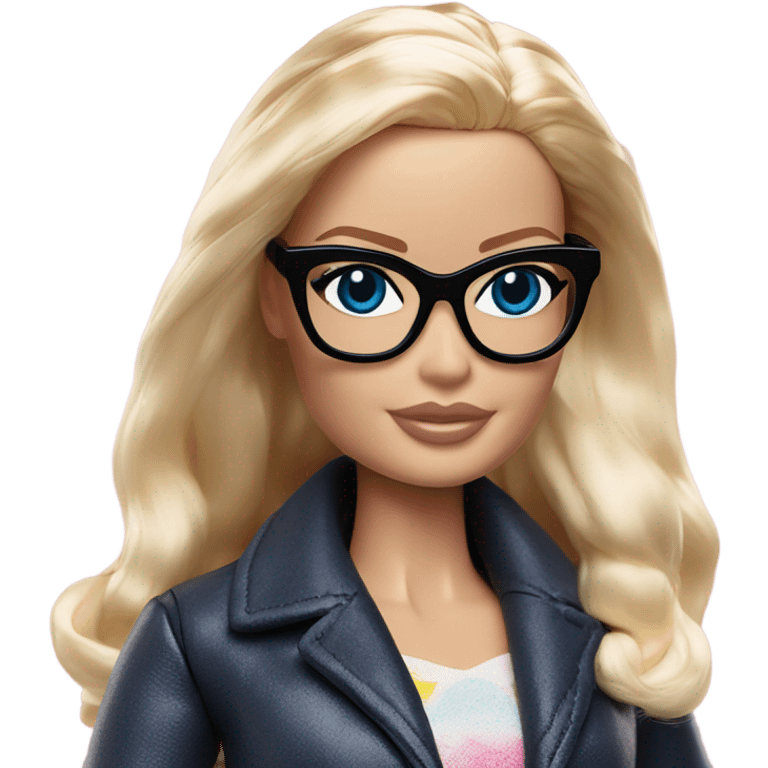 Margot Robbie Barbie blue eyes black glasses  emoji