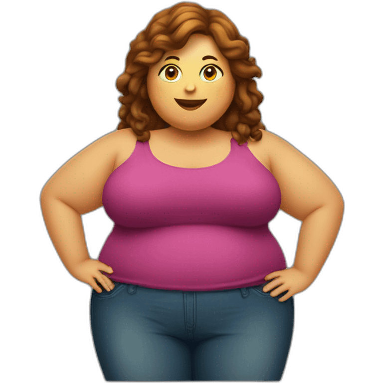 obese-jeune-woman-big-belly-cheveux-long-marron emoji