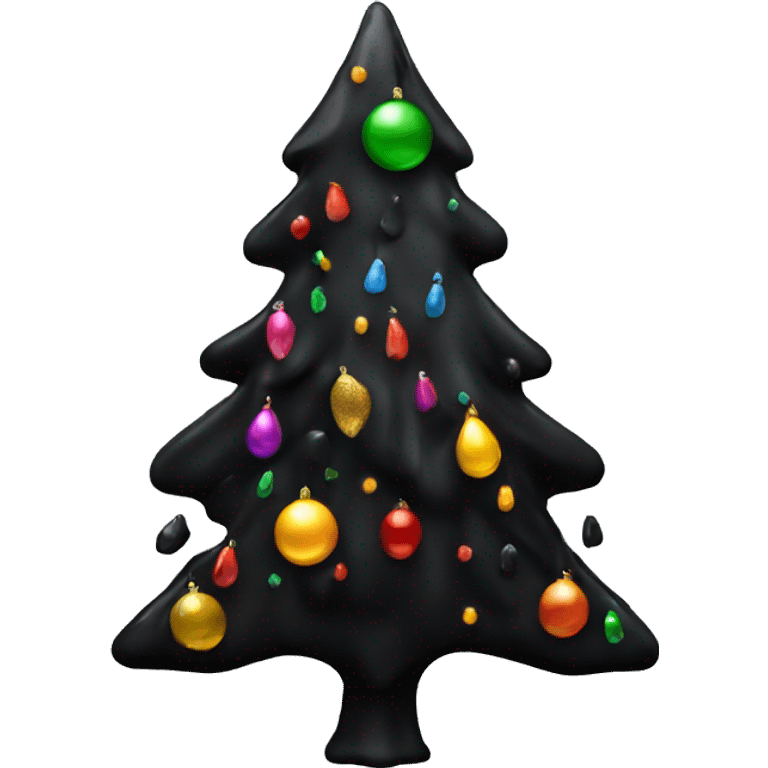 Black dripping Christmas tree emoji