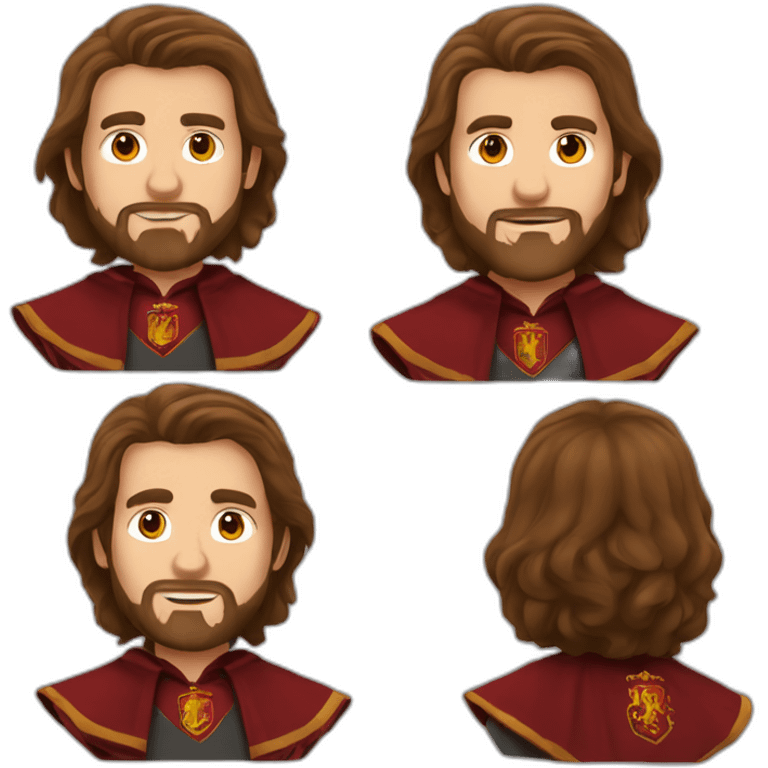 long brown haired bearded man in gryffindor hogwarts robes emoji