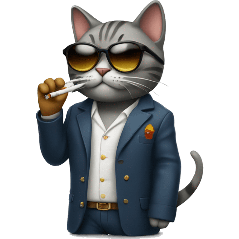 Cool cat smoking a cigarette emoji