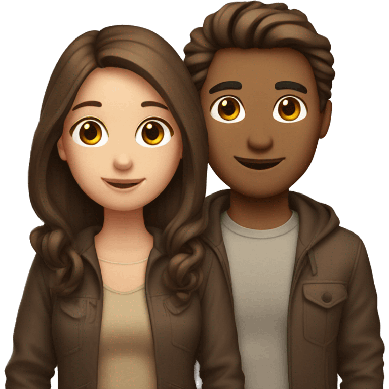 cute couple acts brown hair emoji