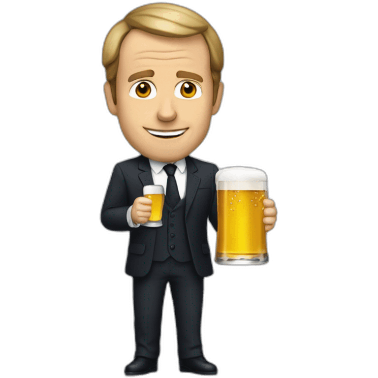 Macron qui bois une bière emoji