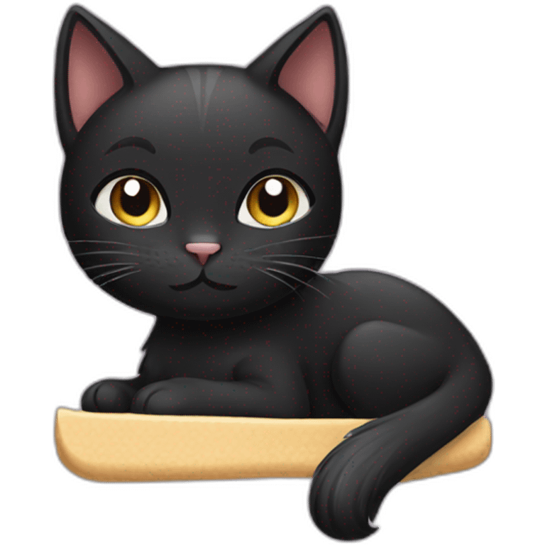 black cat grooming emoji