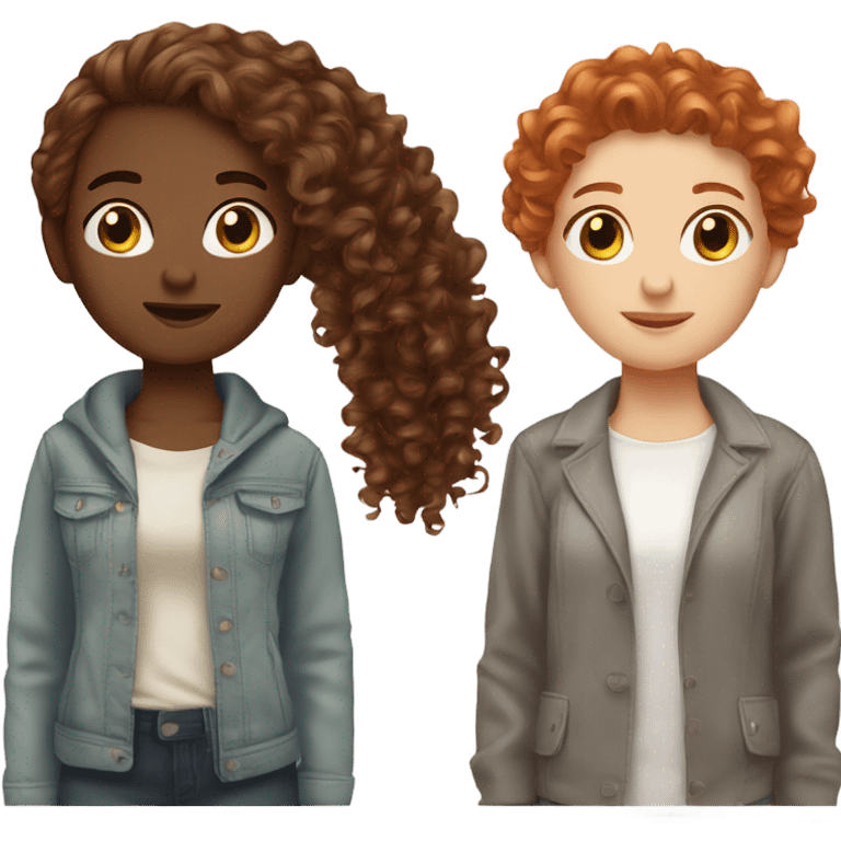 Curly brunette and straight hair redhead best friends emoji