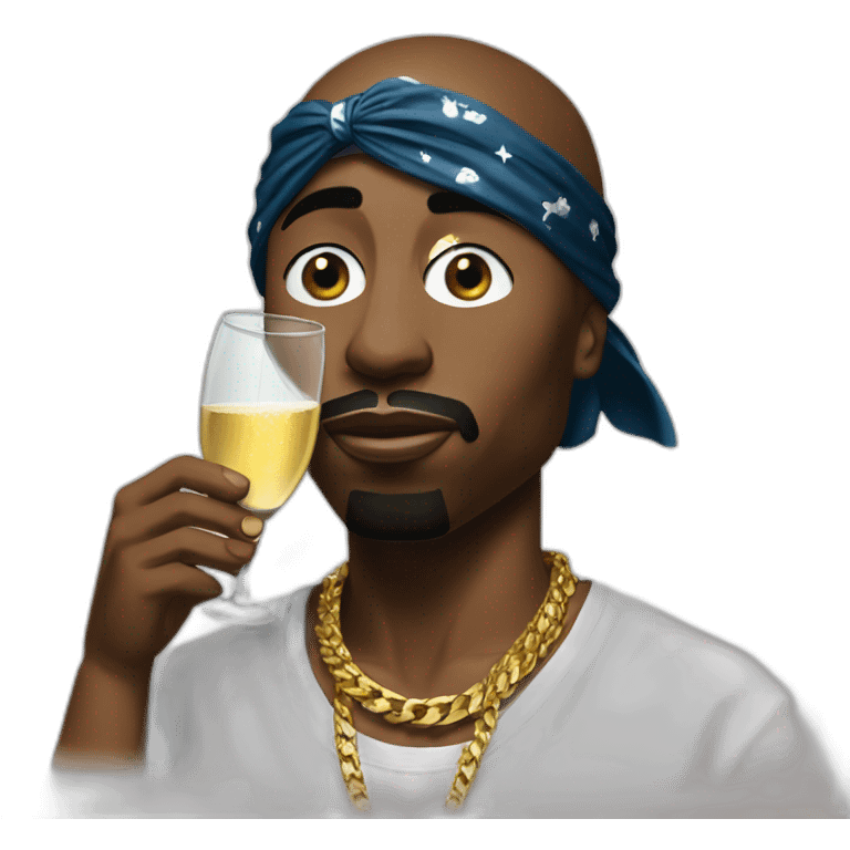 2pac with bandana drinking champagne emoji