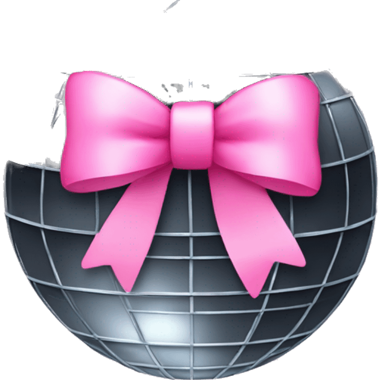 Disco ball with pink bow on top emoji