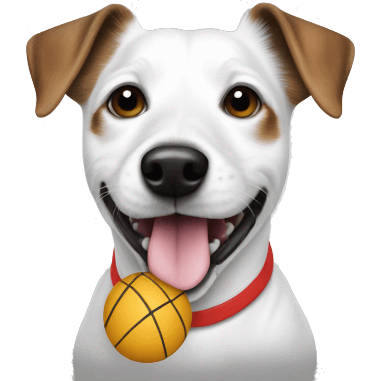 White Jack Russell with a ball emoji