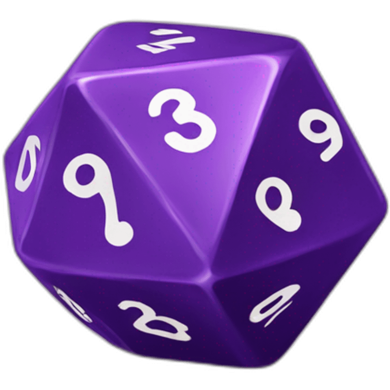 D20 purple dice with 1 2 and 3 emoji