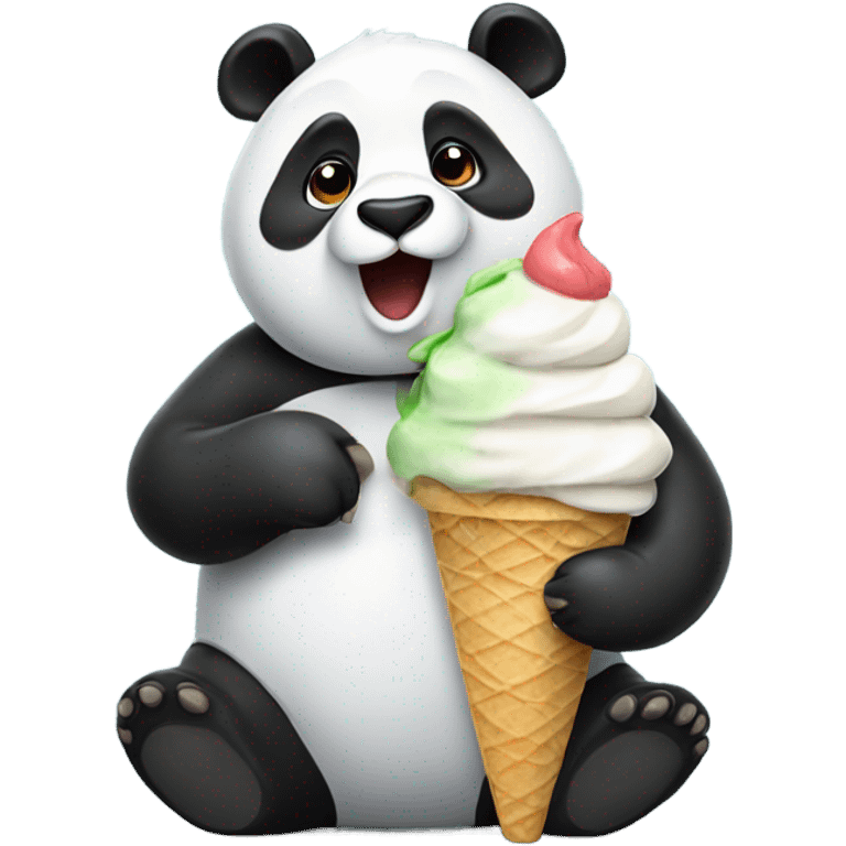 Panda eating ice cream emoji