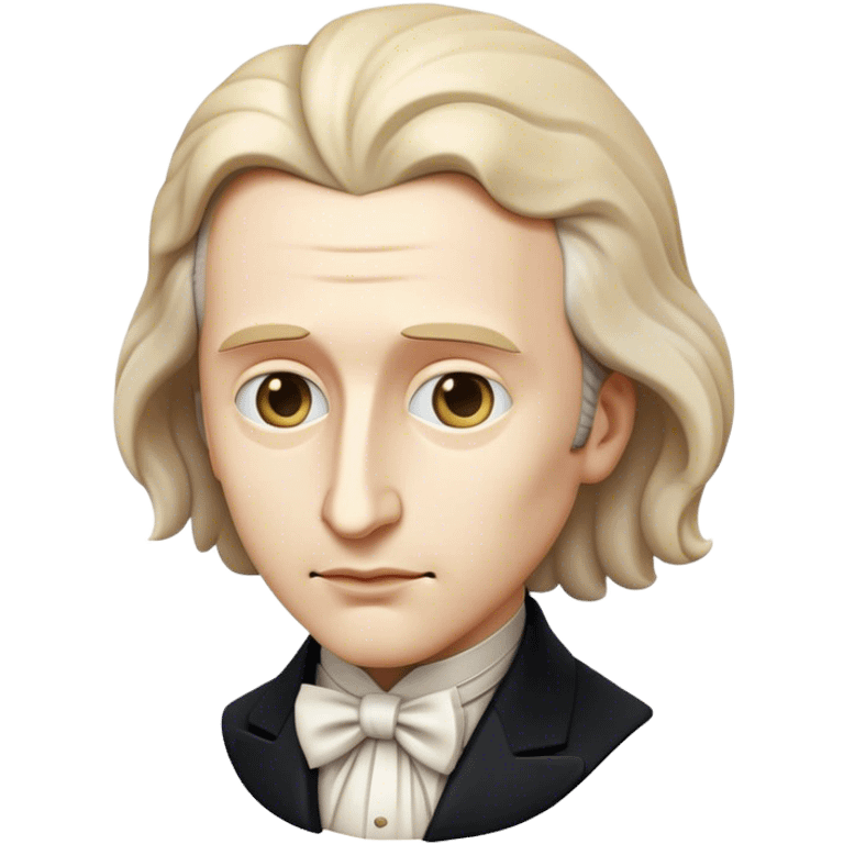 Cinematic Realistic Chopin Pop Culture Emoji, featuring an evocative portrayal of the legendary composer rendered with delicate textures and emotive, dynamic lighting. emoji