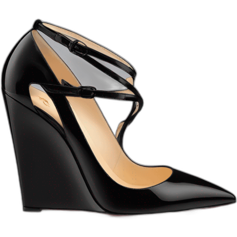 One WEDGE heel LOUBOUTIN black leather PATENT emoji