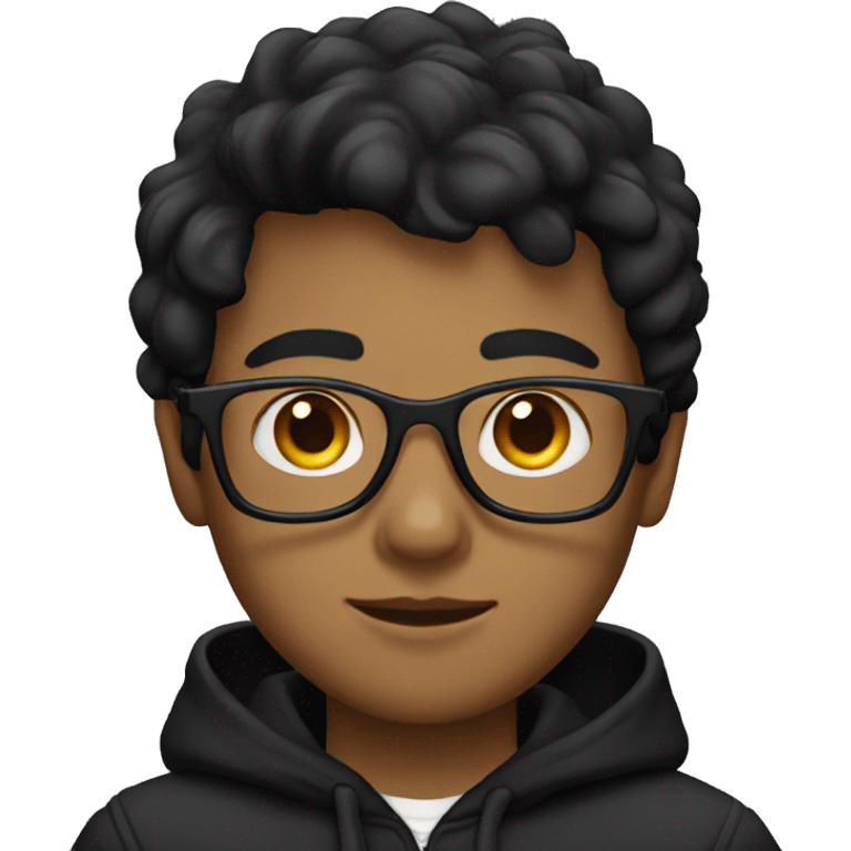 boy wear black hoodie with glasses emoji