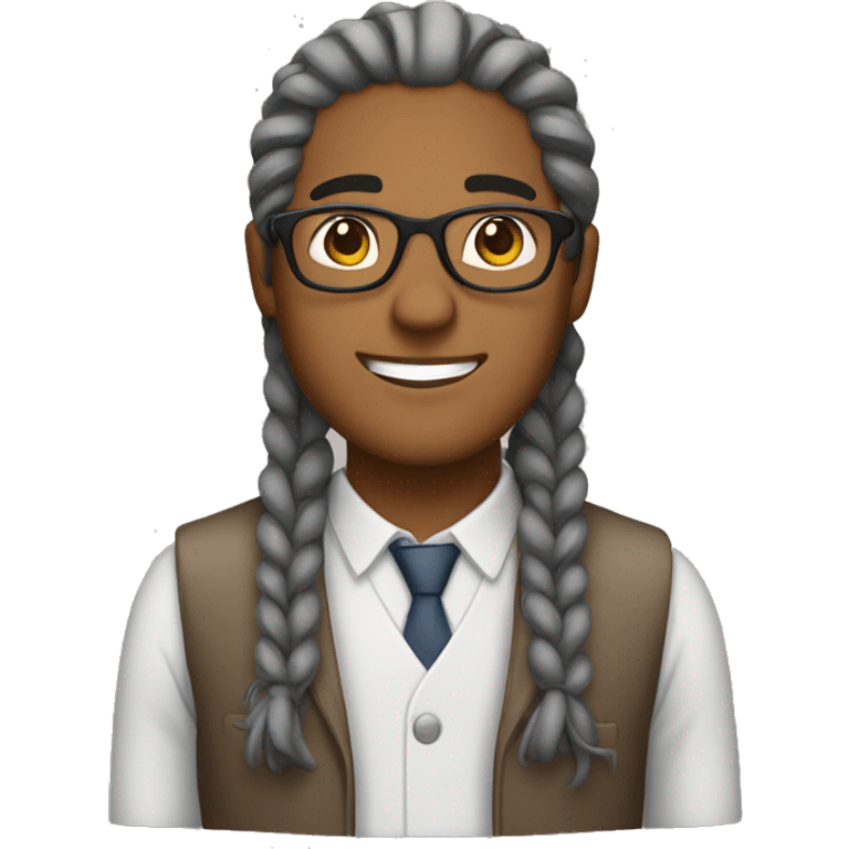 Brown man with gray braids with glasses emoji