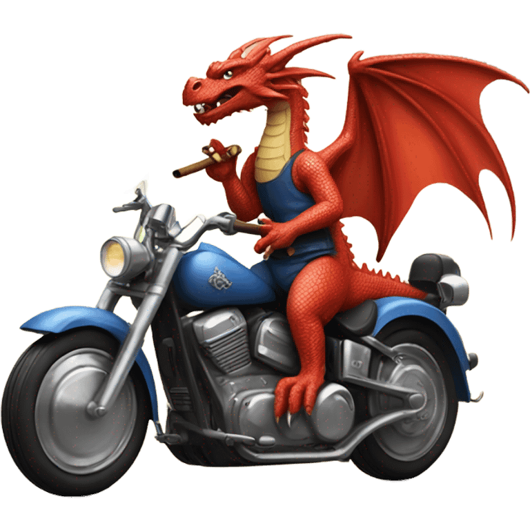 A dragon smoking a cigar while driving a motorcycle emoji