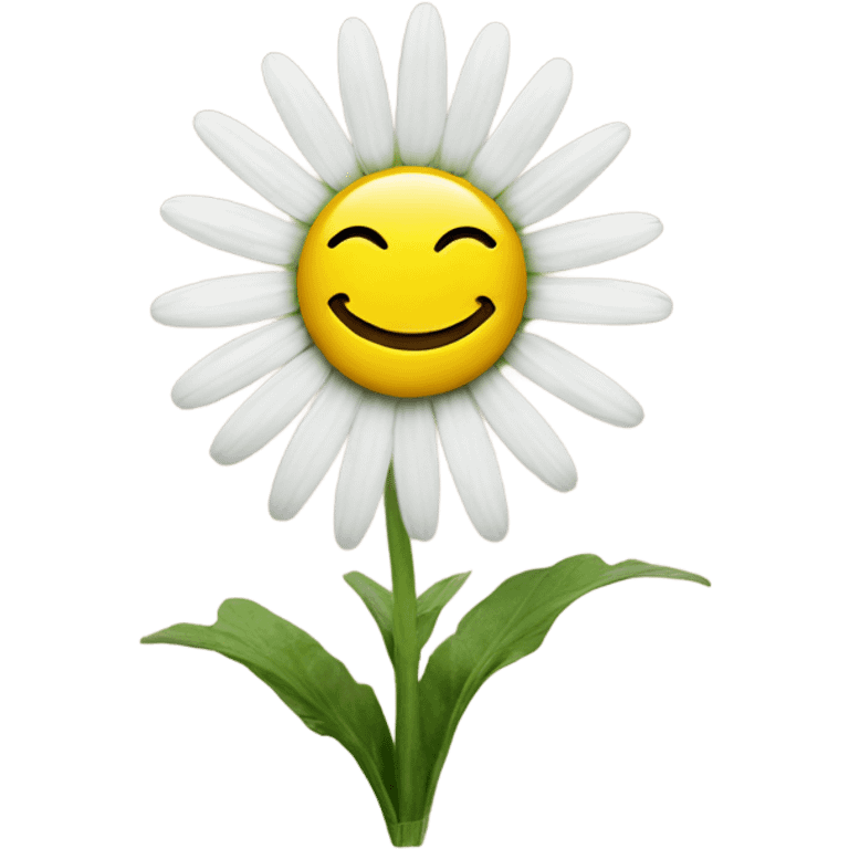 A smiley face on a daisy flower emoji