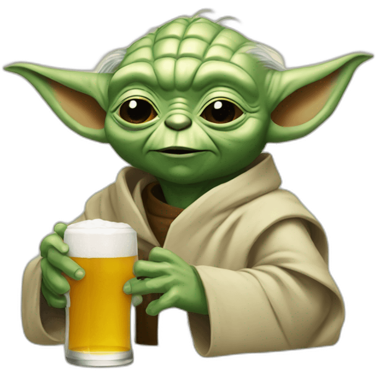 Yoda drinking a beer emoji