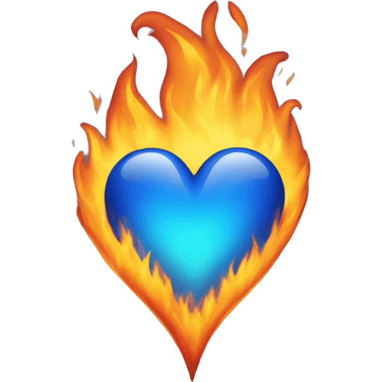 blue heart with fire emoji