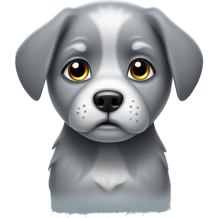 Sad grey puppy with tears emoji