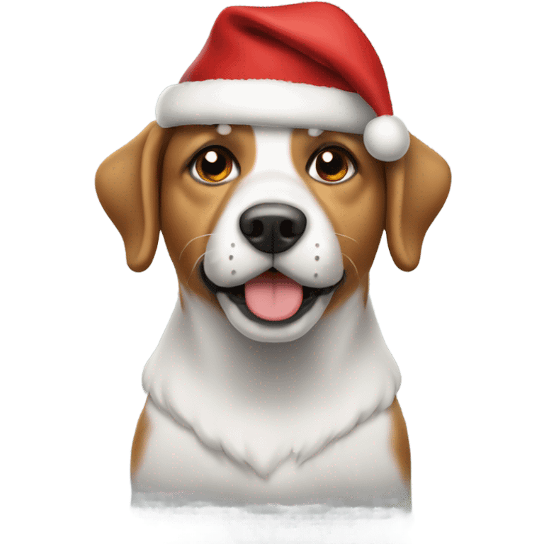 A dog with a Christmas hat emoji