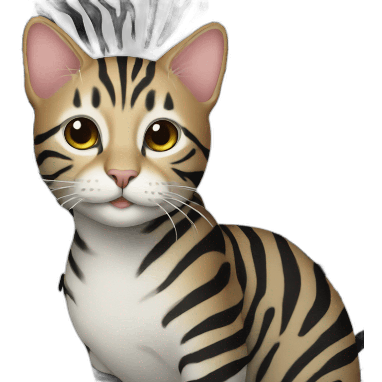 Cat on zebra emoji