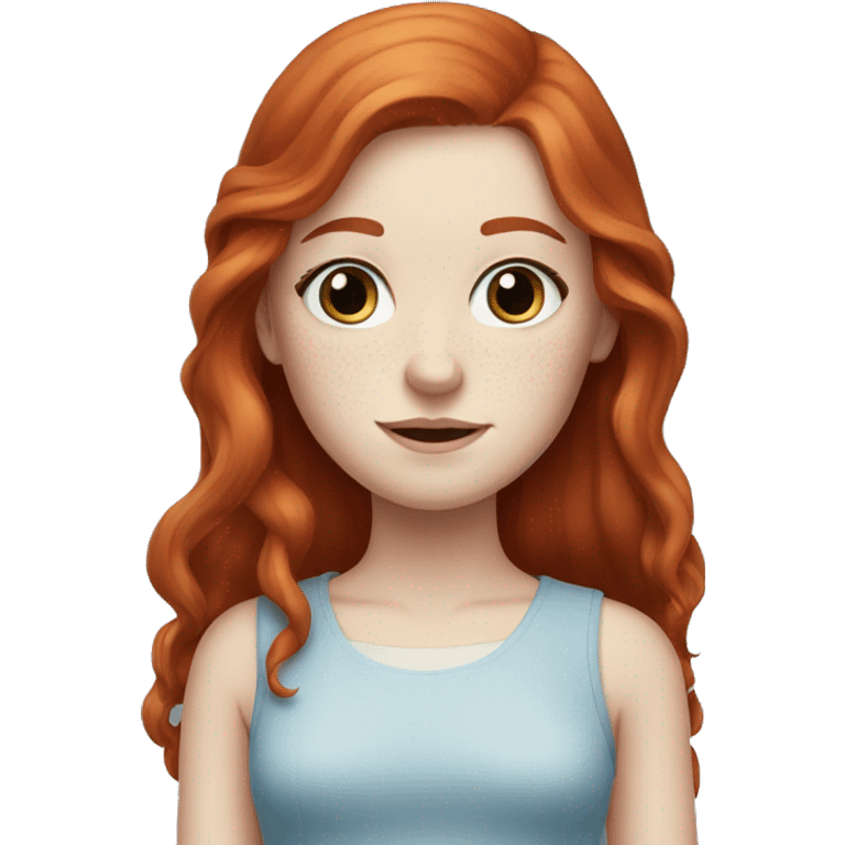 Girl with long red hair, blue eyes, pale skin, freckles emoji