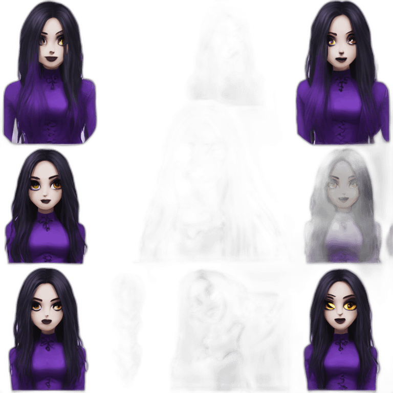 Elissabat long-hair-dark-plumpurple-and-black-vampire-goth-makeup-pinkeyes-romanticgothcloses- emoji