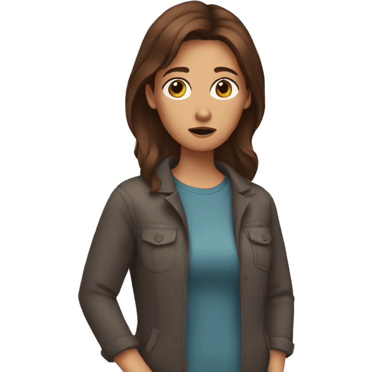 worried woman brown hair emoji