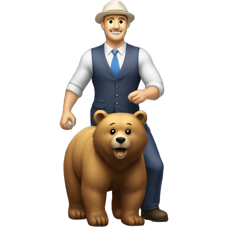 Solar salesman riding a bear next to a solar panel  emoji