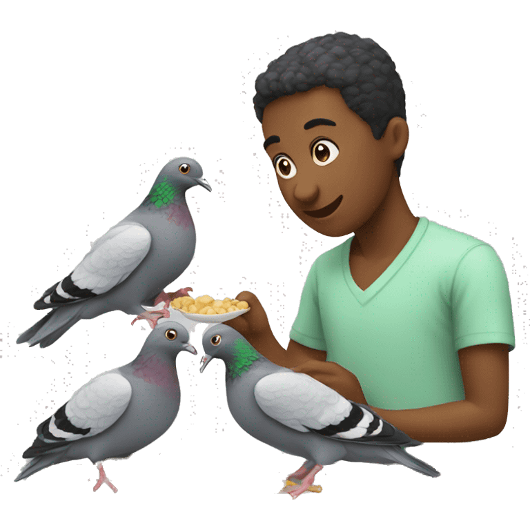 feeding pigeons  emoji