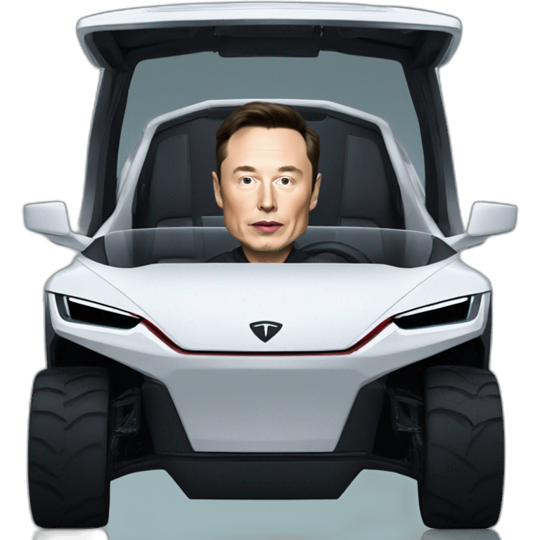 Elon musk riding in a Tesla cyber truck  emoji