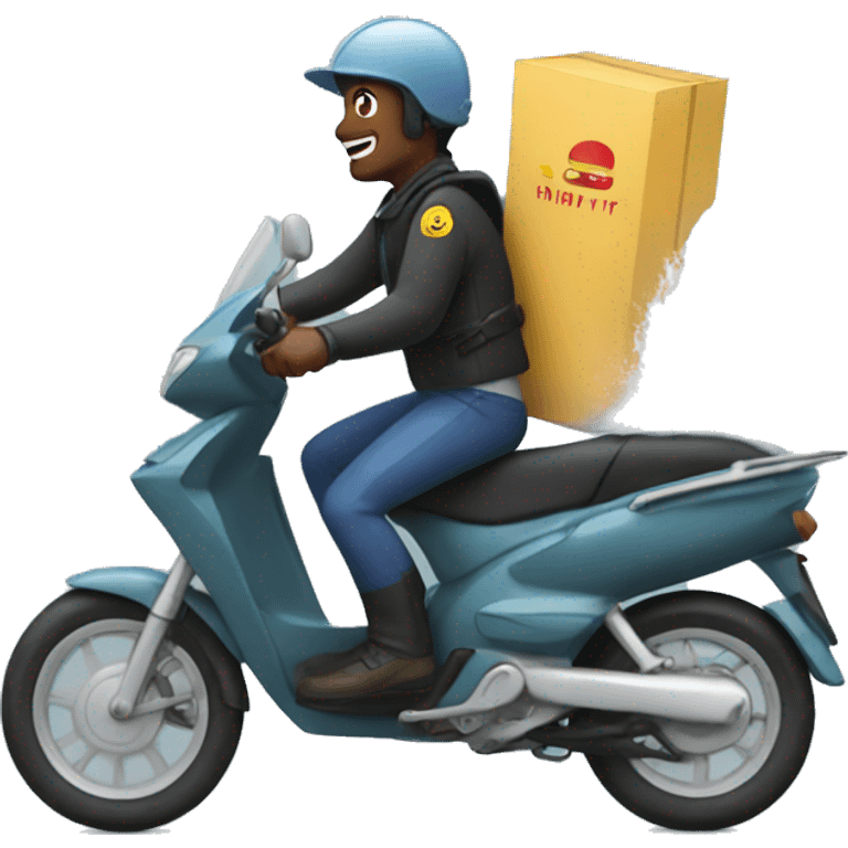 a food delivery rider on a rib with high waves emoji