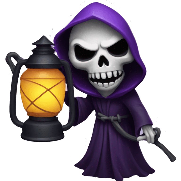 Creepy Purple grim reaper holding a lantern emoji