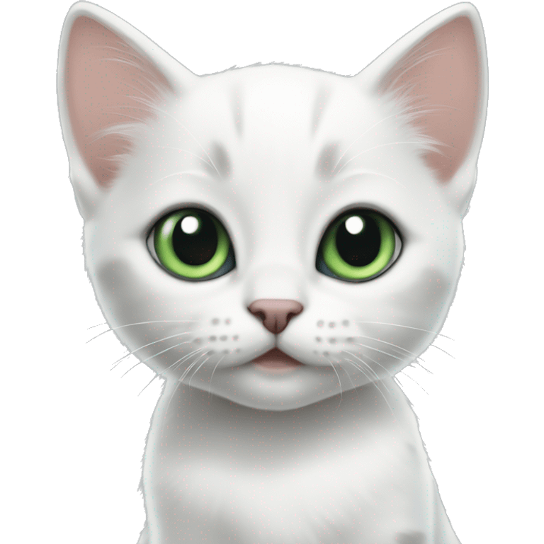 White kitten with grey-green eyes and little черное Spot near the ear emoji