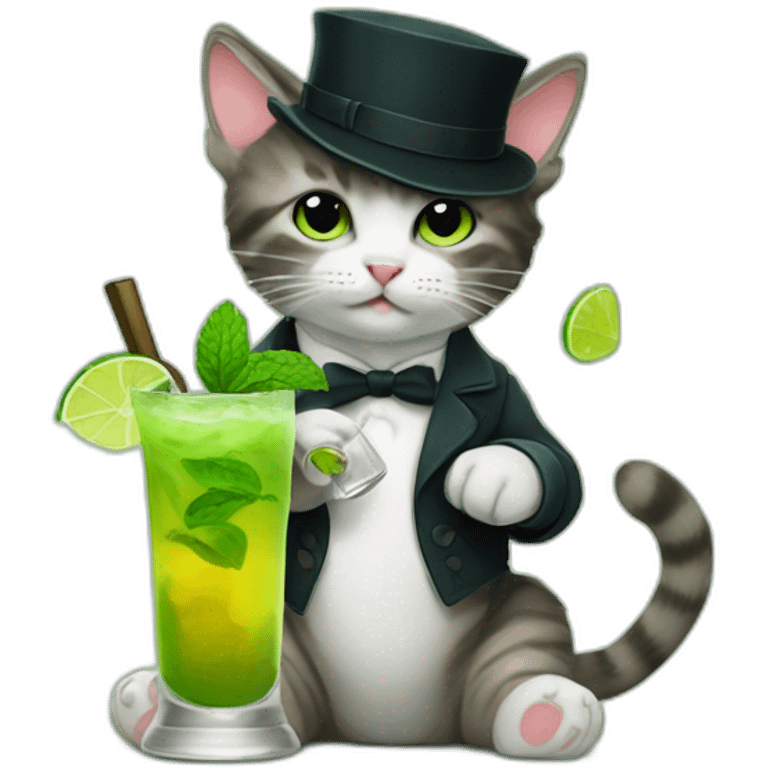 baby sherlock holmes cat drinking mojito emoji