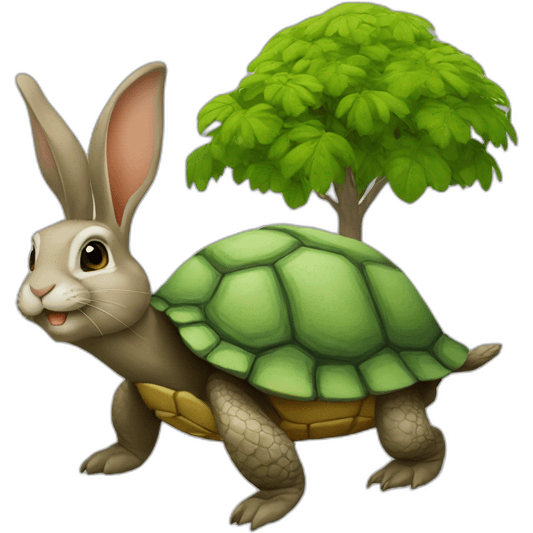 Lapin sur une tortue emoji